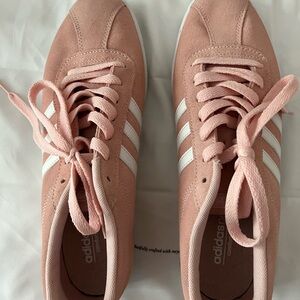 Adidas Women's Soft Pink and White Sneakers
